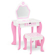 Sminkbord – och pallset för barn med spegel låda – 49 x 34 x 86,5 cm – Rosa