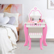 Sminkbord – och pallset för barn med spegel låda – 49 x 34 x 86,5 cm – Rosa