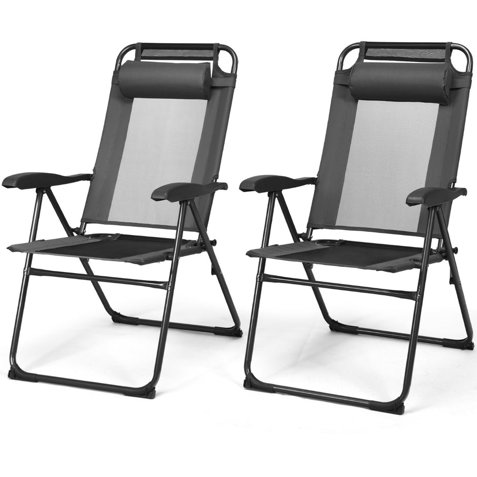 hopfällbara – solstolar för terrassen – 2 71 x 58,5 x 101,5 cm – Grå
