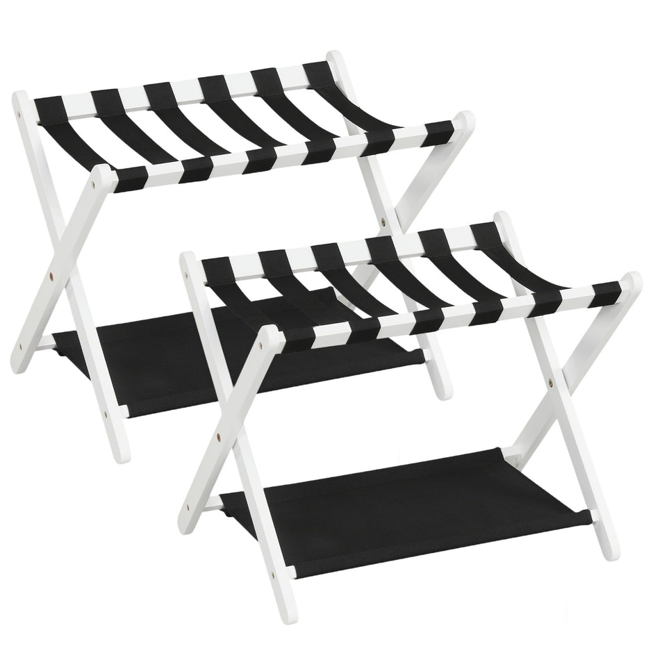 pack – Fällbar resväska ställning av gummiträ med hyllor upp till – 2 2 50 kg 67 x 46 x 52 cm – Vit