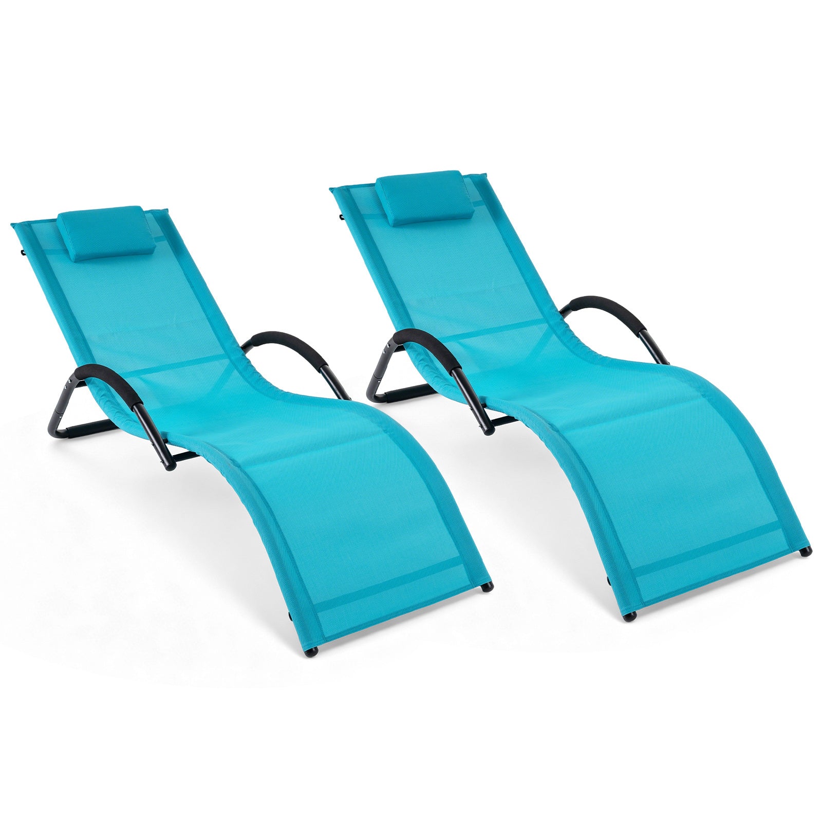 pack – ergonomisk solstol med avtagbart huvudkudde liggstol belastbar upp till – 2 160 kg – Blå