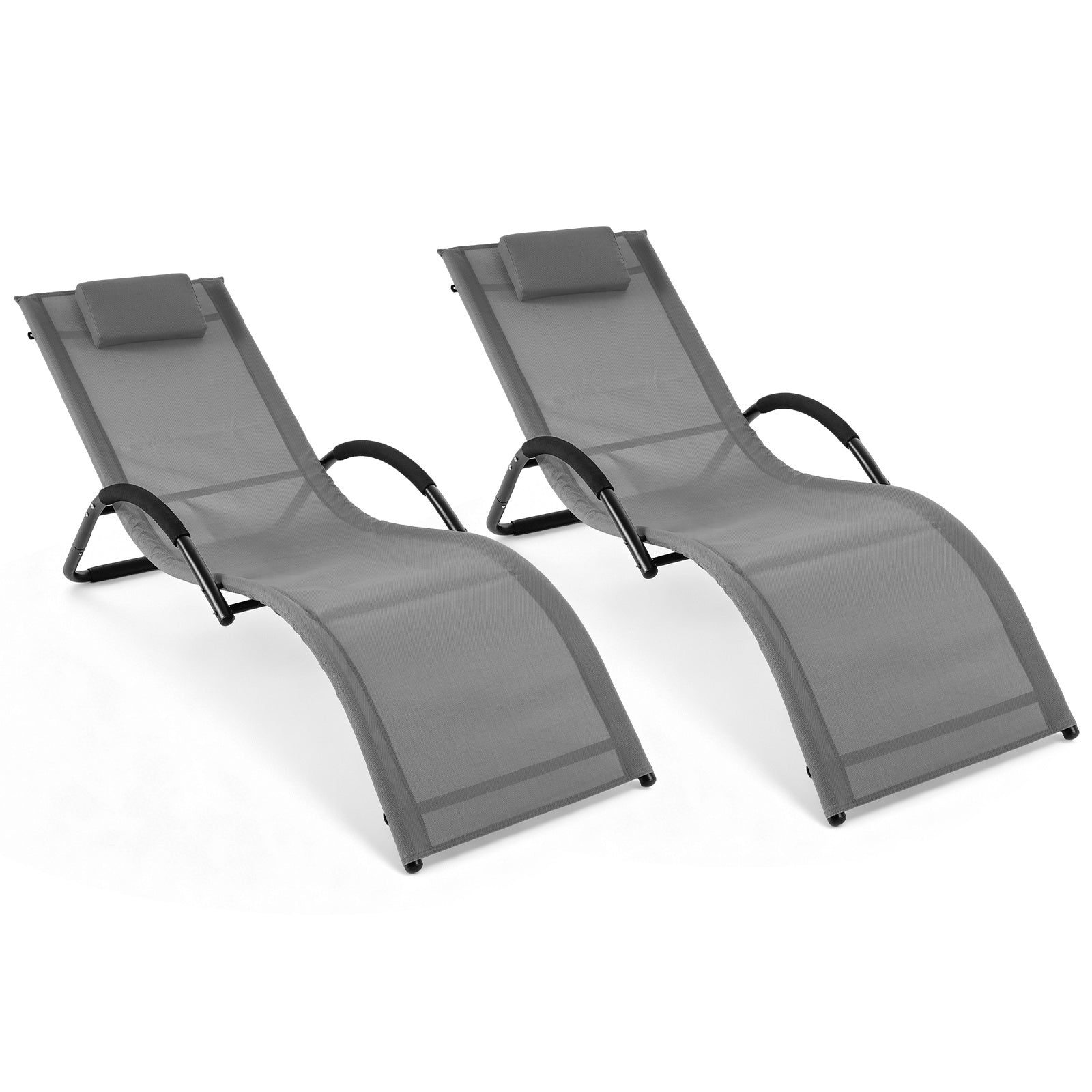 pack – ergonomisk solstol med avtagbart huvudkudde liggstol belastbar upp till – 2 160 kg – Grå