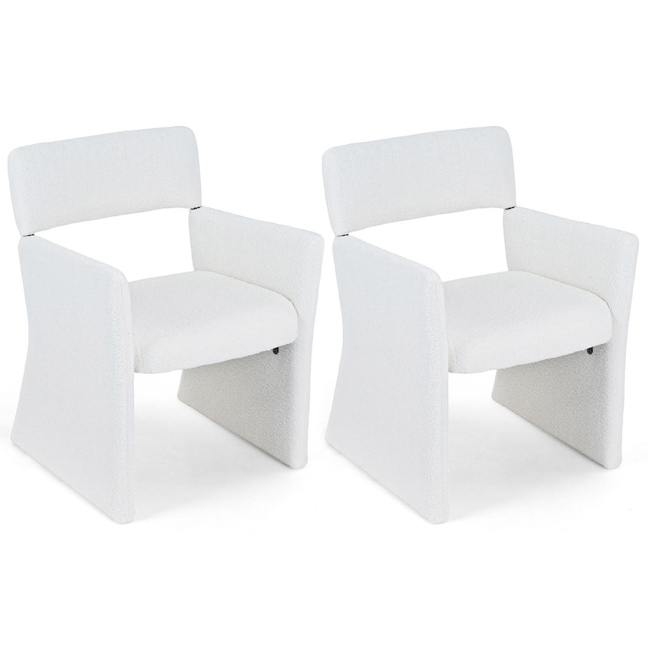2‑pack – fåtöljer, stoppad relaxfåtölj och läsfåtölj med andningsbart tyg, vitt – 63 x 62 x 83 cm
