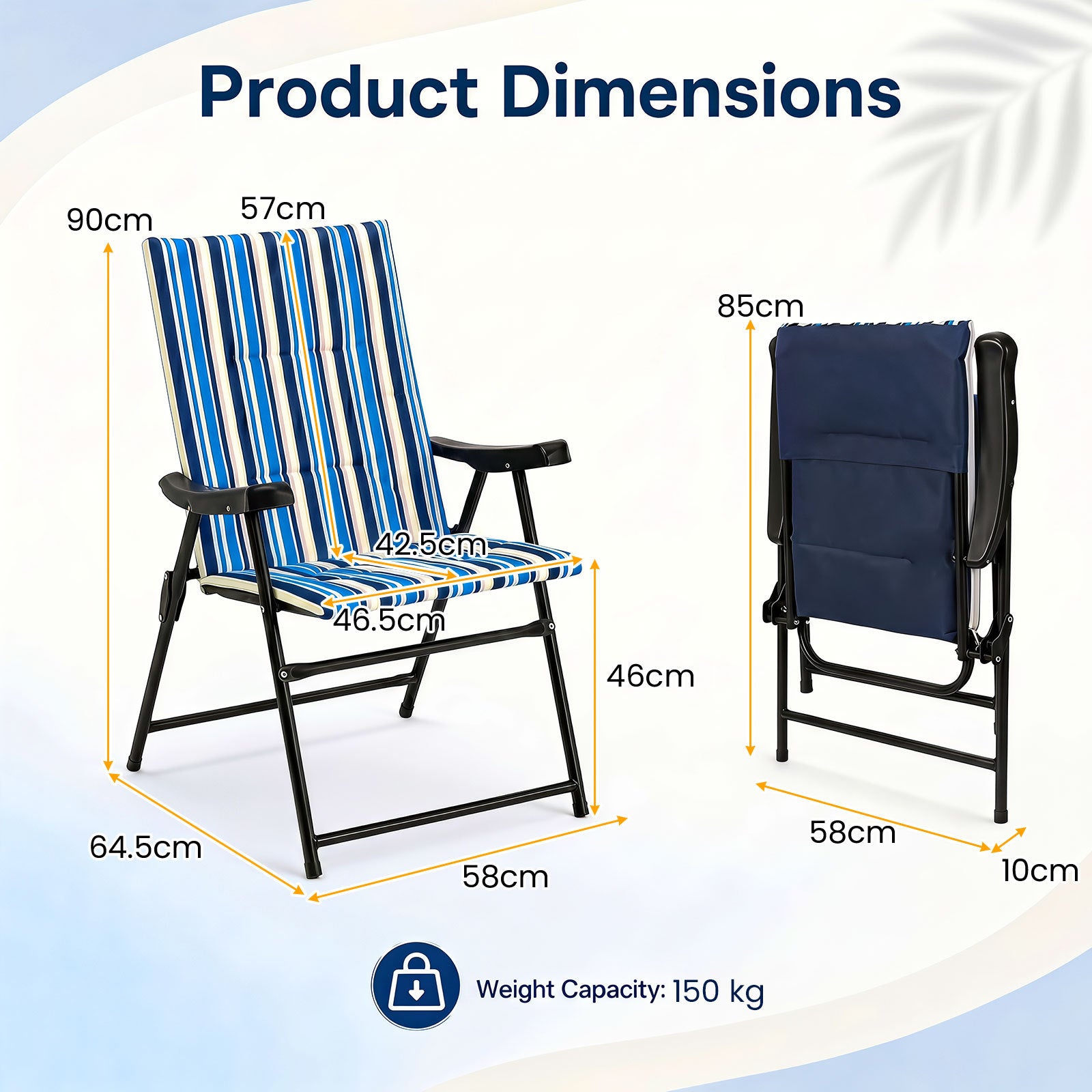 pack – hopfällbara strandstolar, campingstolar med högt ryggstöd, armstöd och bred sits, klarar upp till – 2 150 kg