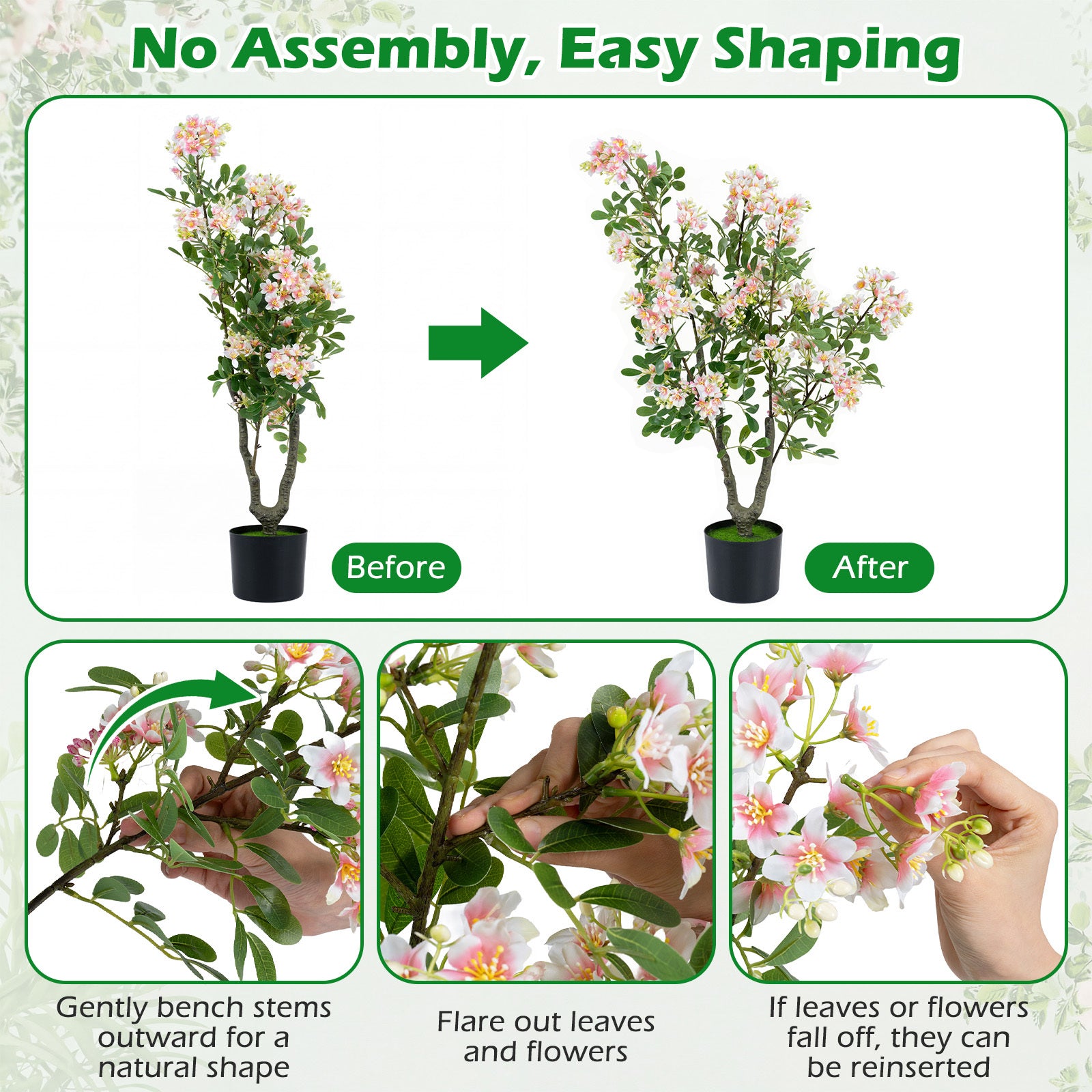 2‑pack – konstgjord balsaminaträd cm, konstväxt i kruka med sidenblommor och blad – 90 210 55