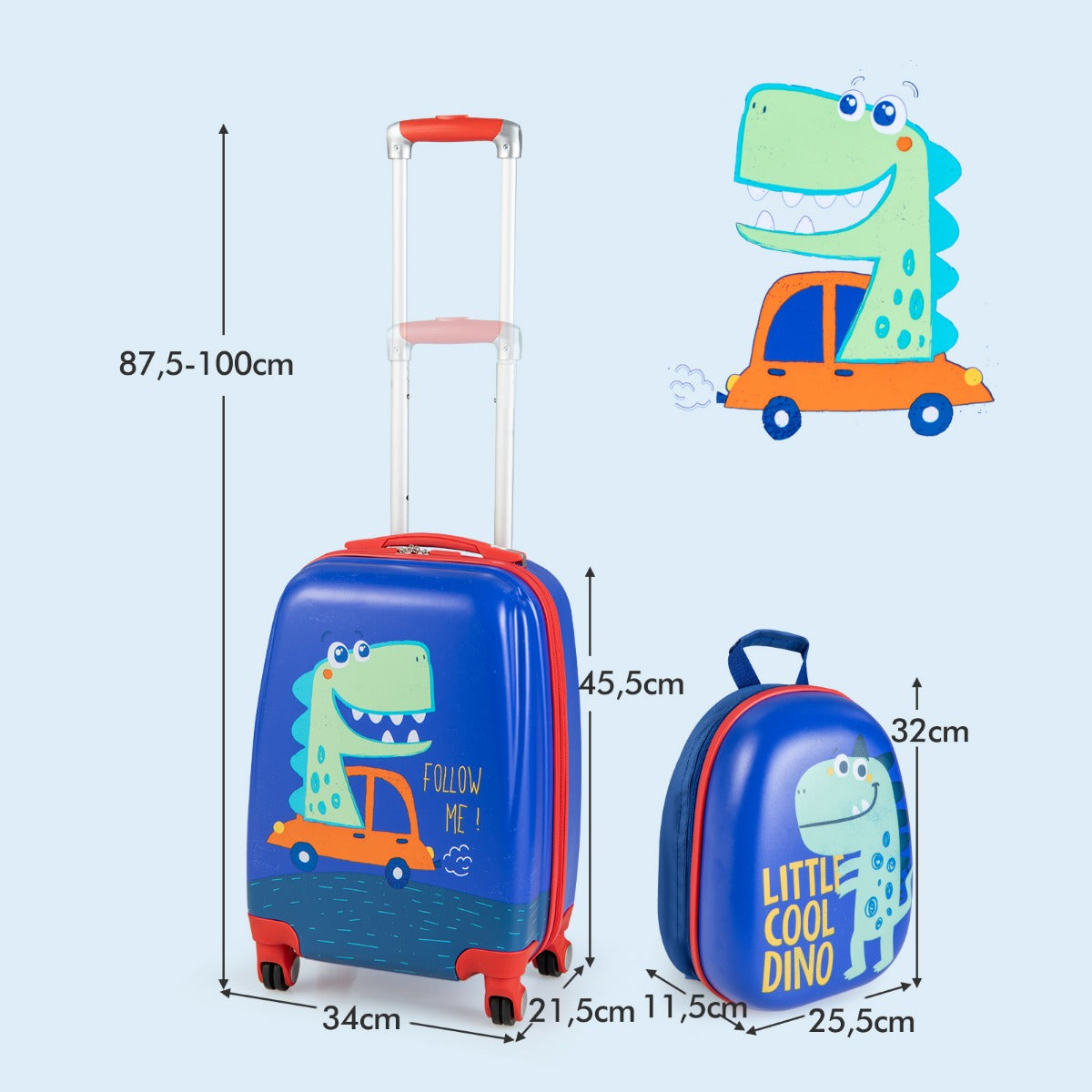 delat – barnbagageset Handbagage och ryggsäckset – 2 – Blå