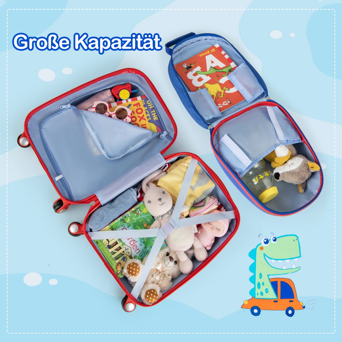 delat – barnbagageset Handbagage och ryggsäckset – 2 – Blå