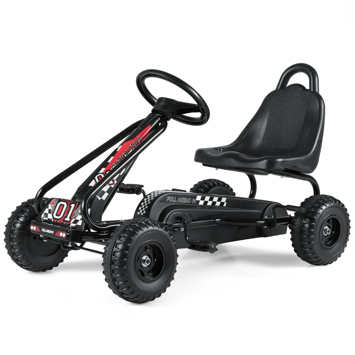 Gokart – med justerbar sits och handbroms Trampbilen tål belastningar upp till Pedal Go Cart – 30 kg – Svart