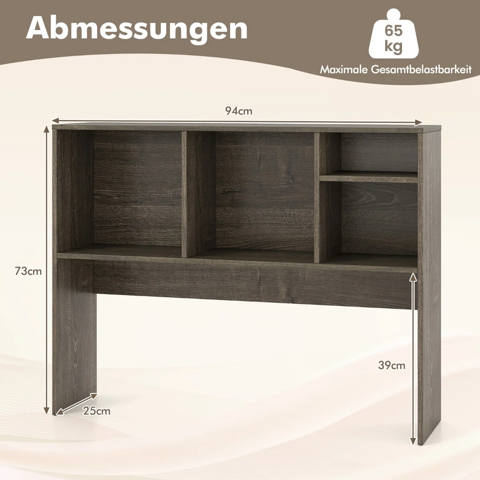 Skrivbords – hyllor med fack – 4 94 x 25 x 73 cm – Brun