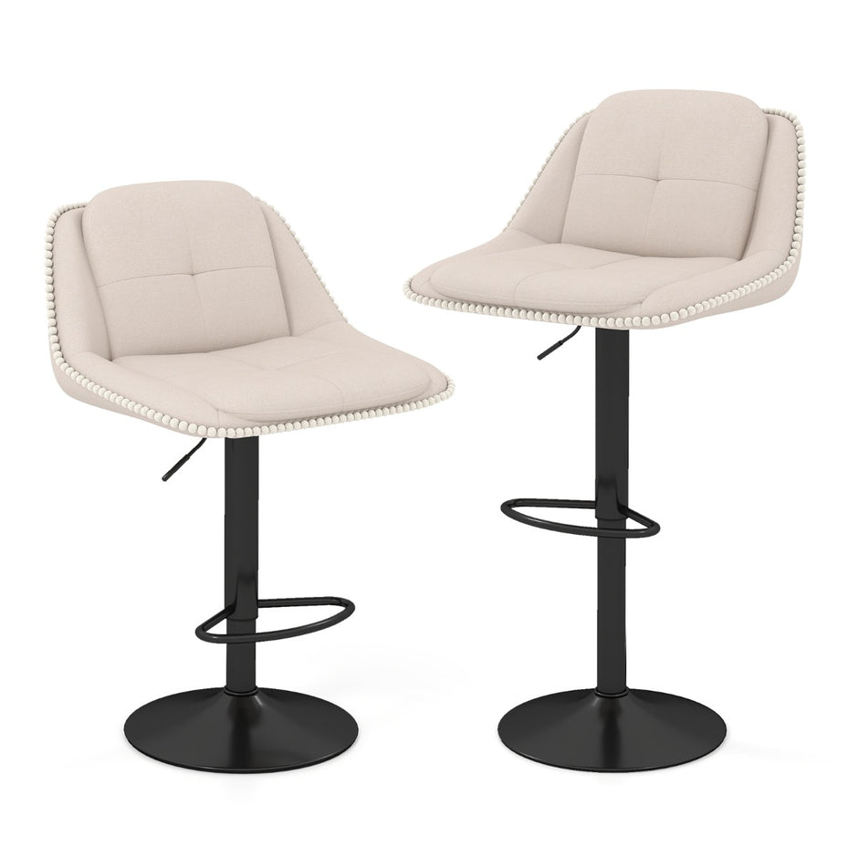 pack – Svängbar Barhöna med Justerbar Höjd och Kuddad Sitt Barstol Köksstol – 2 – Beige