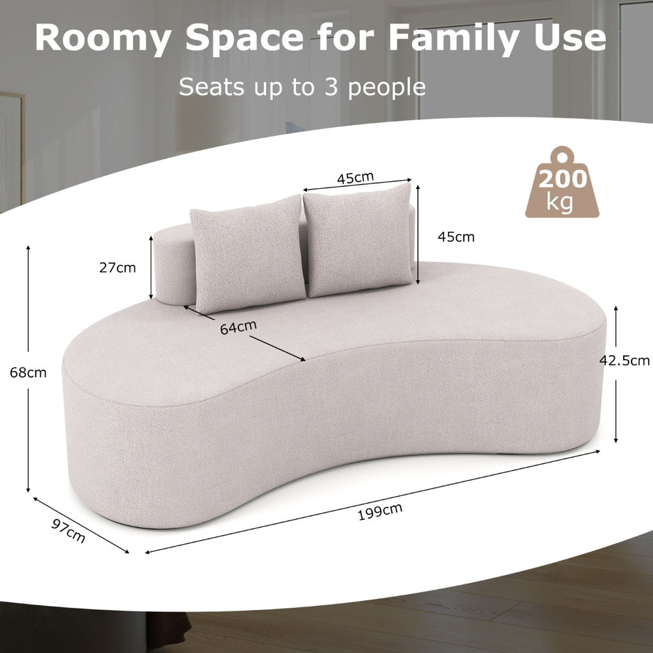 Sofa – med Kudd och Låg Ryggstöd Sängsoffa Sitssoffa – 2 199 cm – Grå