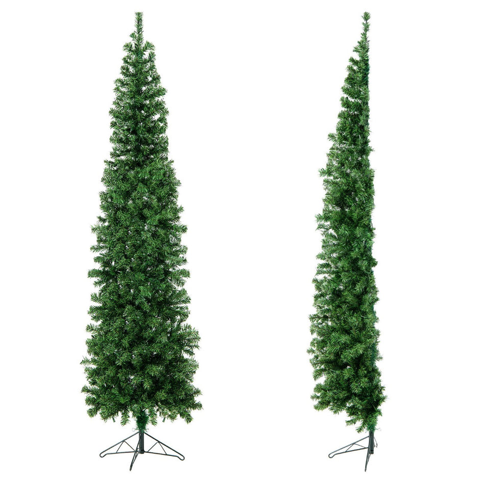 Konstgjord – halv julgran med LED lampor – 150 210 cm – Grön