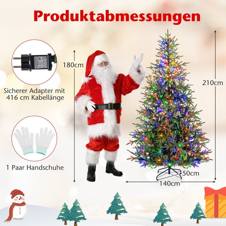 Konstgjord – julgran med flerfärgade LED lampor – 250 210 cm – Grön