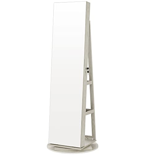 Schmuckschrank - mit Spiegel - LED -Beleuchtung im Inneren - Rahmenloses Design - Weiß