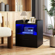 Nattduksbord – med LED belysning och Öppet fack Låda Sängbord Nattbord – Svart