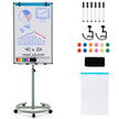 Flipchartställ – på hjul med magneter och markörer Höj sänkbart whiteboard – Grön