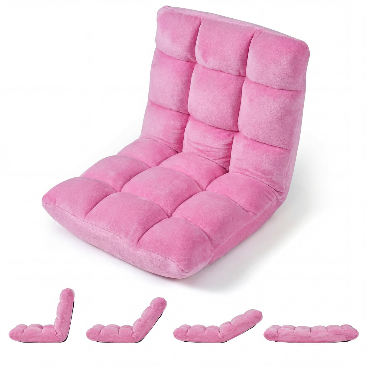 Hopfällbar – Golvstol Golvfåtölj Med Justerbar Ryggstöd och Högdensitetsskum ( ) – Rosa