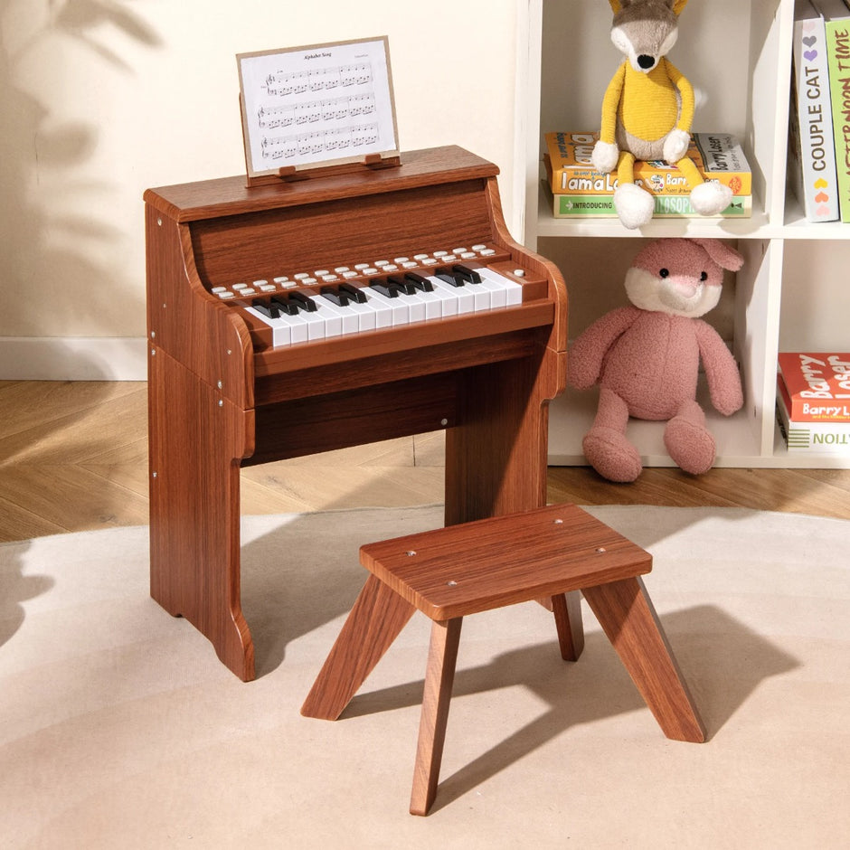 tangenter – Mini digitalpiano med pall Barnpiano justerbar hastighet – 25 – Brun