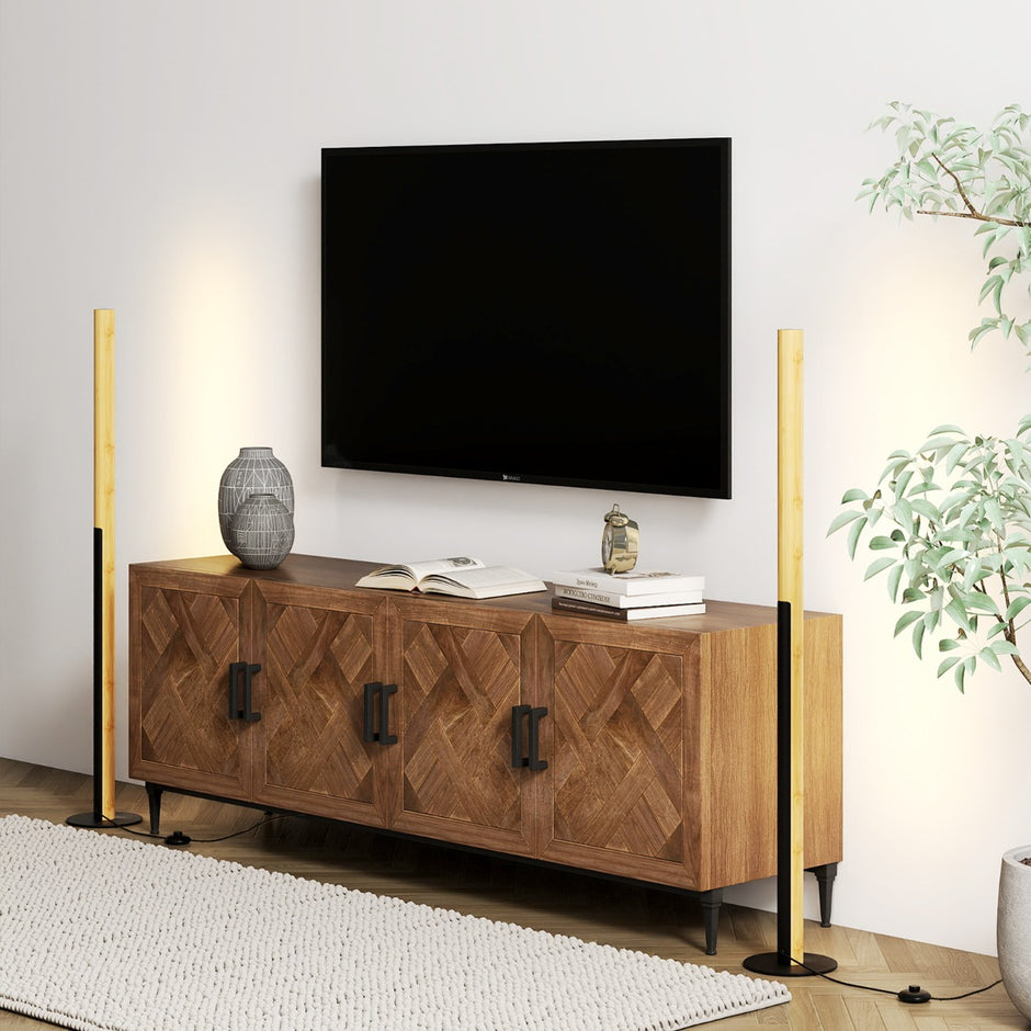 Bambu – Golvlampa dämpbar LED Hörnlampa med Fotsviktare 3000K upp till 6000K – 122 cm – Natur