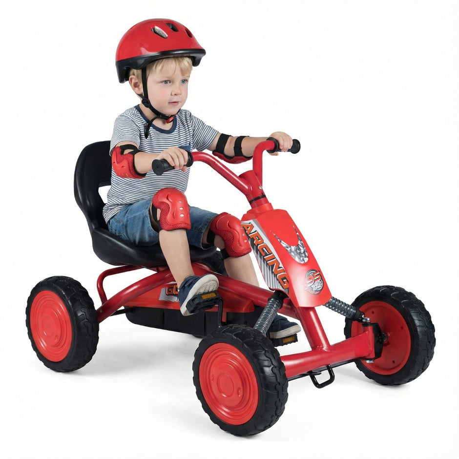 Barn – gokart för utomhusbruk Justerbar sits, pedal framåt/bakåt, år – 3-8 – Röd