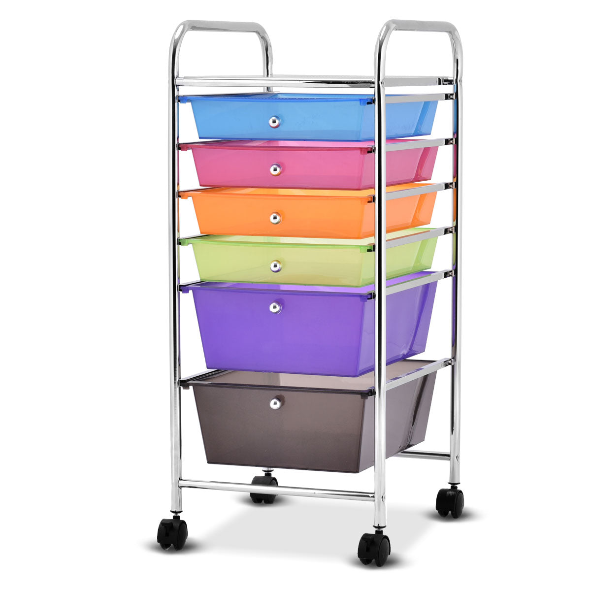 Badrumsvagn – rullbehållare med lådor flerfärgad PP material – 37 x 74 x 32 cm – Färgglad