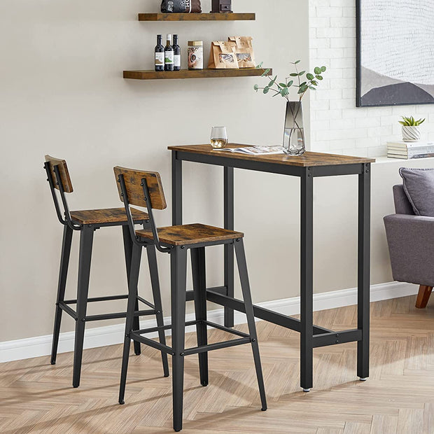 Barhocker - Barstühle - Küchenstühle - 2 - mit Rückenlehne - Stahlrahmen - Brown Black