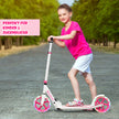 Scooter – Roller hopfällbar höjdjusterbar lastkapacitet med LED hjul – 100 kg 2 – Rosa