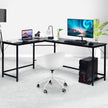 L – format datorbord PC hörn skrivbord /naturligt – 168 x 125 x 74 cm – Svart
