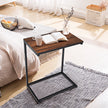 Sidobord – laptop soffa anteckningsbok skötsel metall och trä – 55 x 35 x 65 cm – Brun