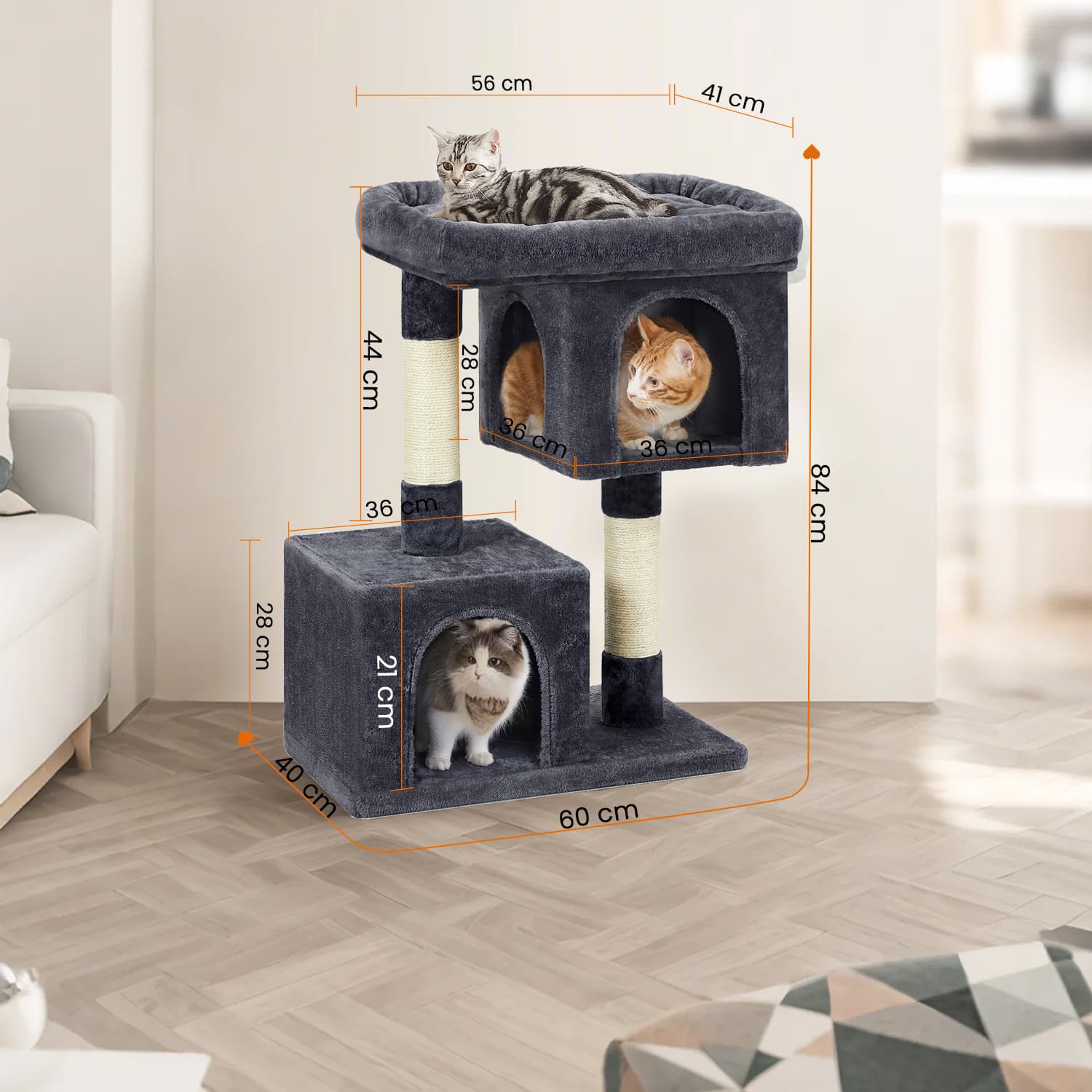 84 cm Hochkratzerpfosten, Kratzerpfosten für große Katzen, große Aussichtsplattform