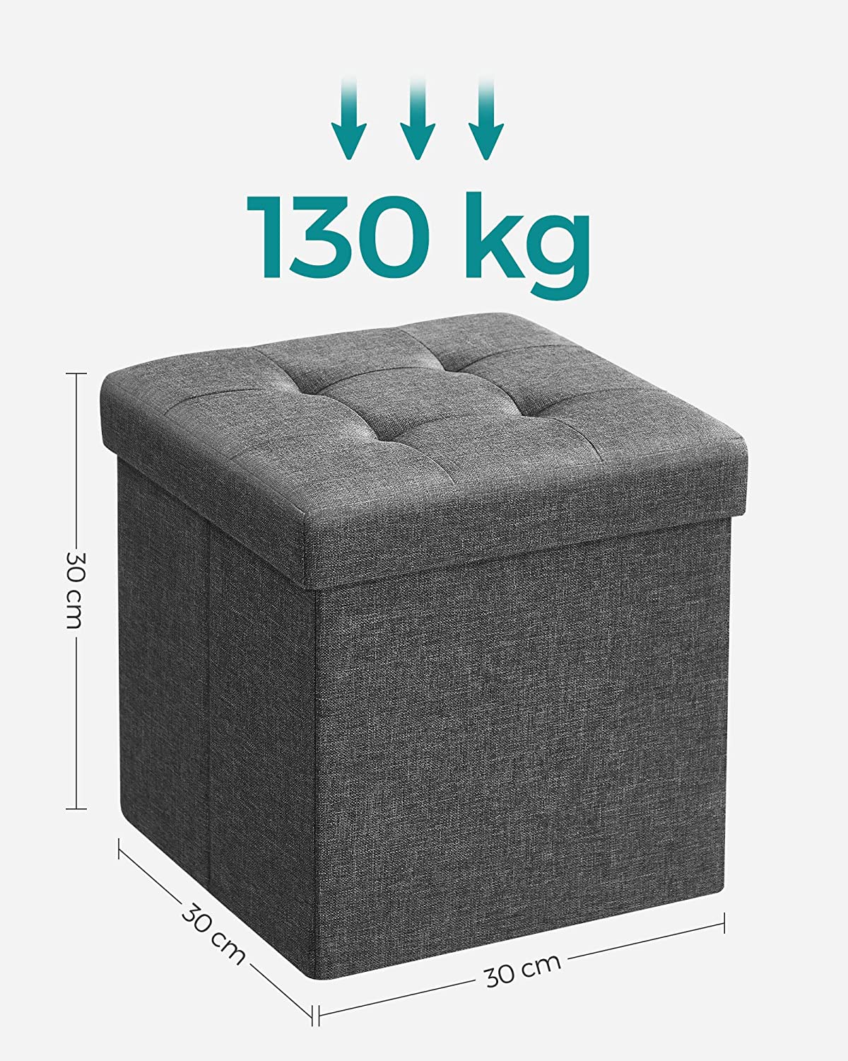 Sitzhocker - mit Stauraum - klappbarer Hocker - Footstool - Dunkelgrau