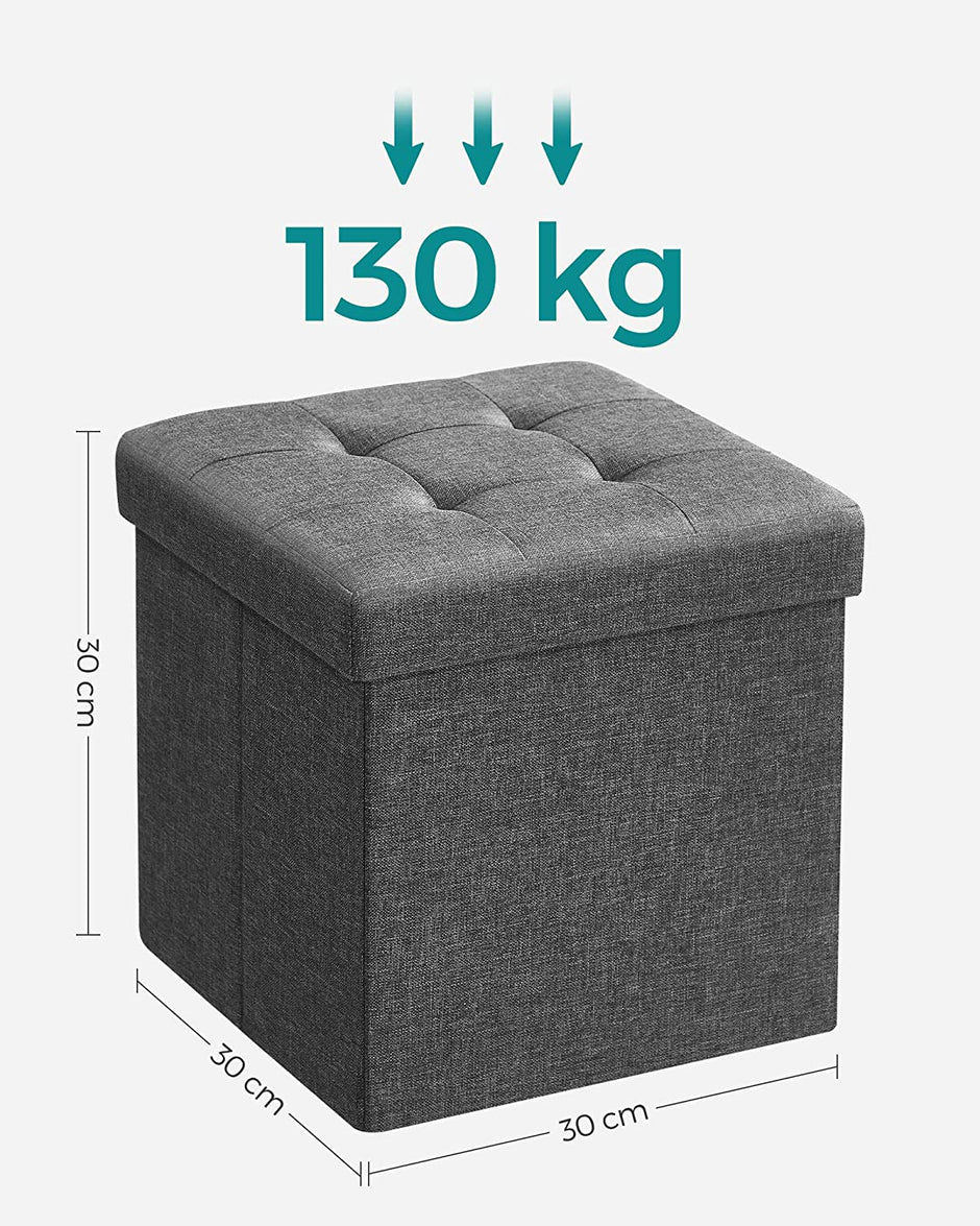 Sitzhocker - mit Stauraum - klappbarer Hocker - Footstool - Dunkelgrau