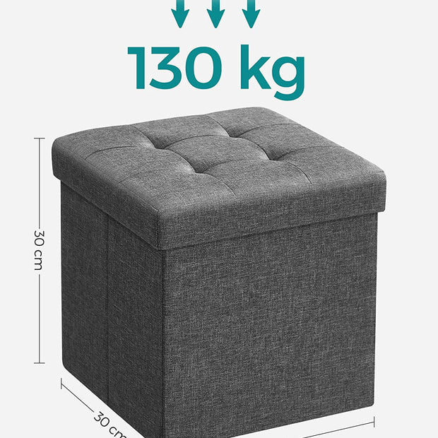 Sitzhocker - mit Stauraum - klappbarer Hocker - Footstool - Dunkelgrau