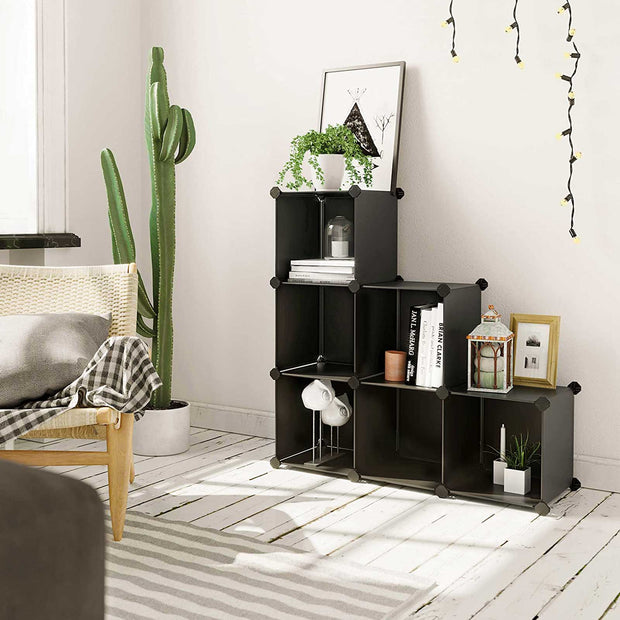 Aufbewahrungsgreifer - Würfelschrank - Kunststoff - 6 Fächer - Schwarz