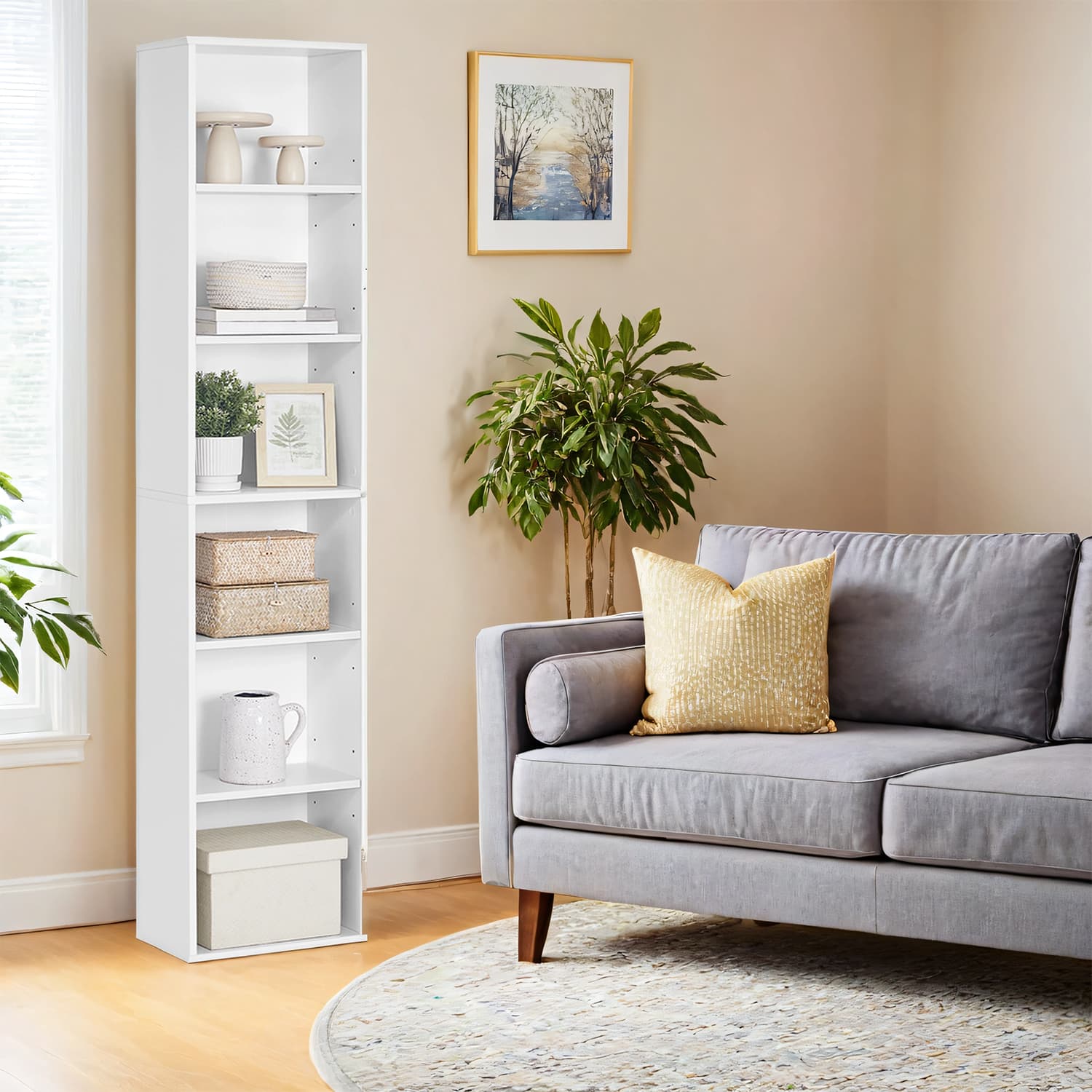 6-layer-Bücherregal im skandinavischen Stil, stehendes Regal für Wohnzimmer
