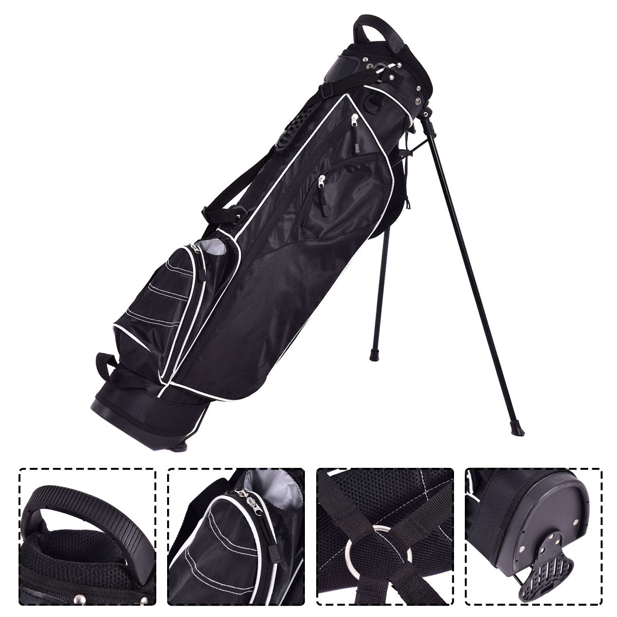 Golfbag – tum Pencil Bag Professionell åkpåse Standbag med nackstöd och bärrem – 9 – Svart