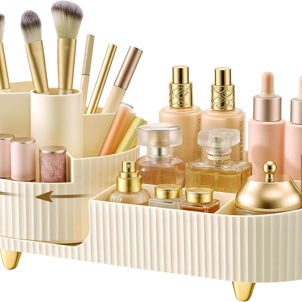 Make-up Organizer – 360° Draaibaar – Eén Laag – 2-in-1 – Beige