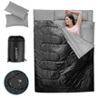 Goplus – dubbelsovsäck personer XL filt med kuddar – 2 2 220 x 150 cm – Svart