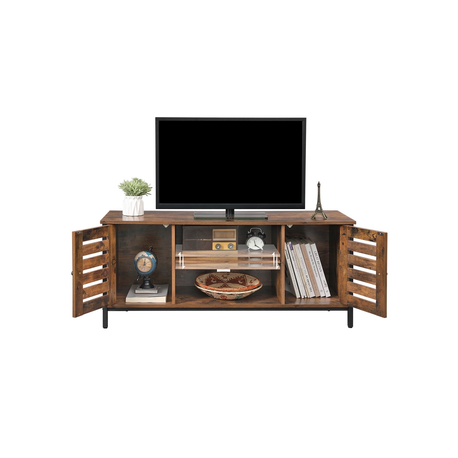 TV -Möbel - Couchtisch - mit 2 Schränken und 2 Regalen - dunkelbraun