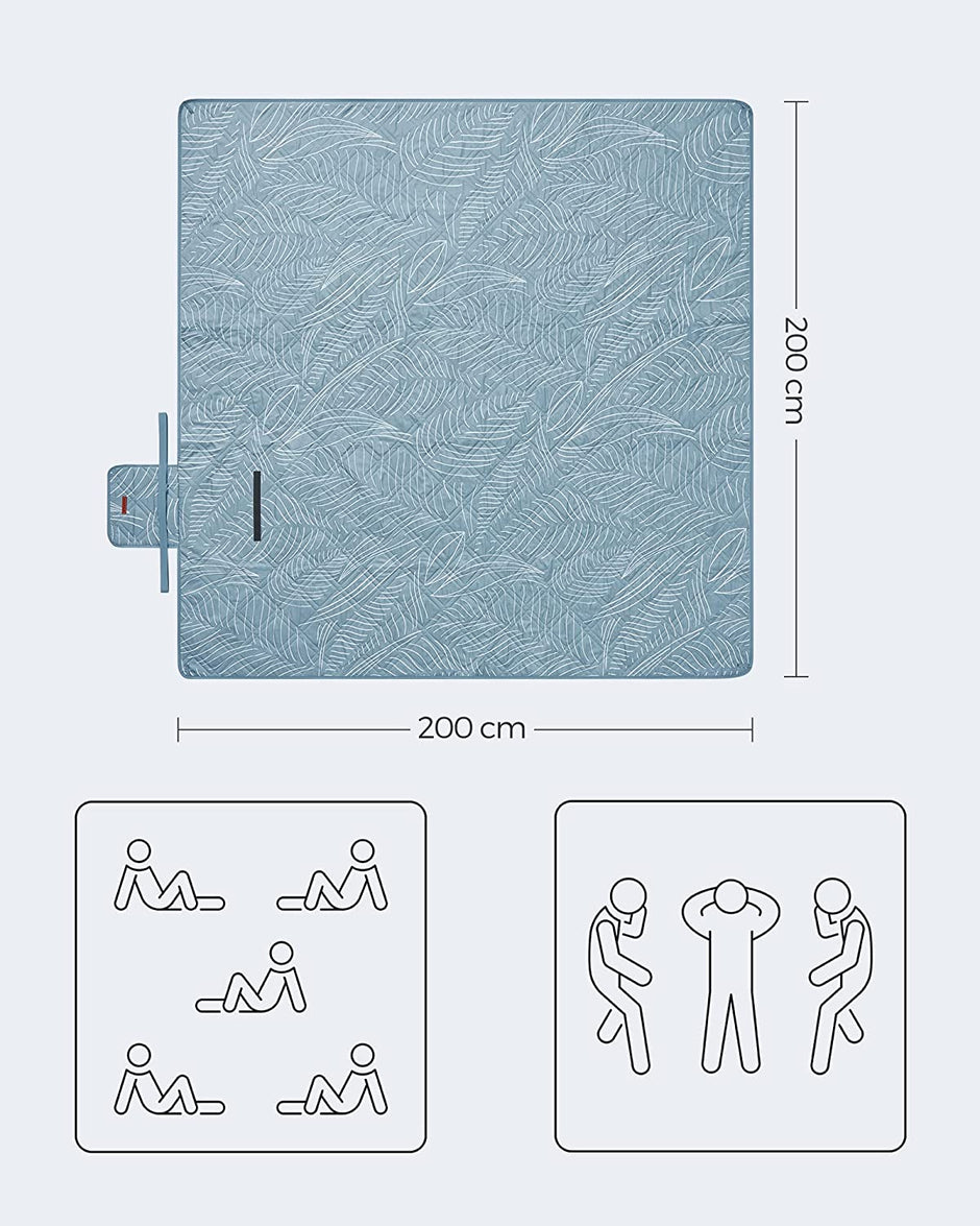 Picknickdecke - Campingdecke - mit 4 Bodenanker - wasserdicht - 200 x 200 cm - Blau