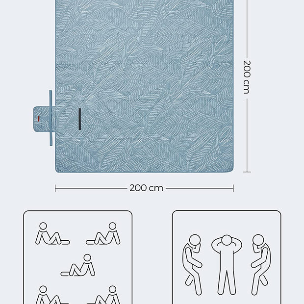 Picknickdecke - Campingdecke - mit 4 Bodenanker - wasserdicht - 200 x 200 cm - Blau