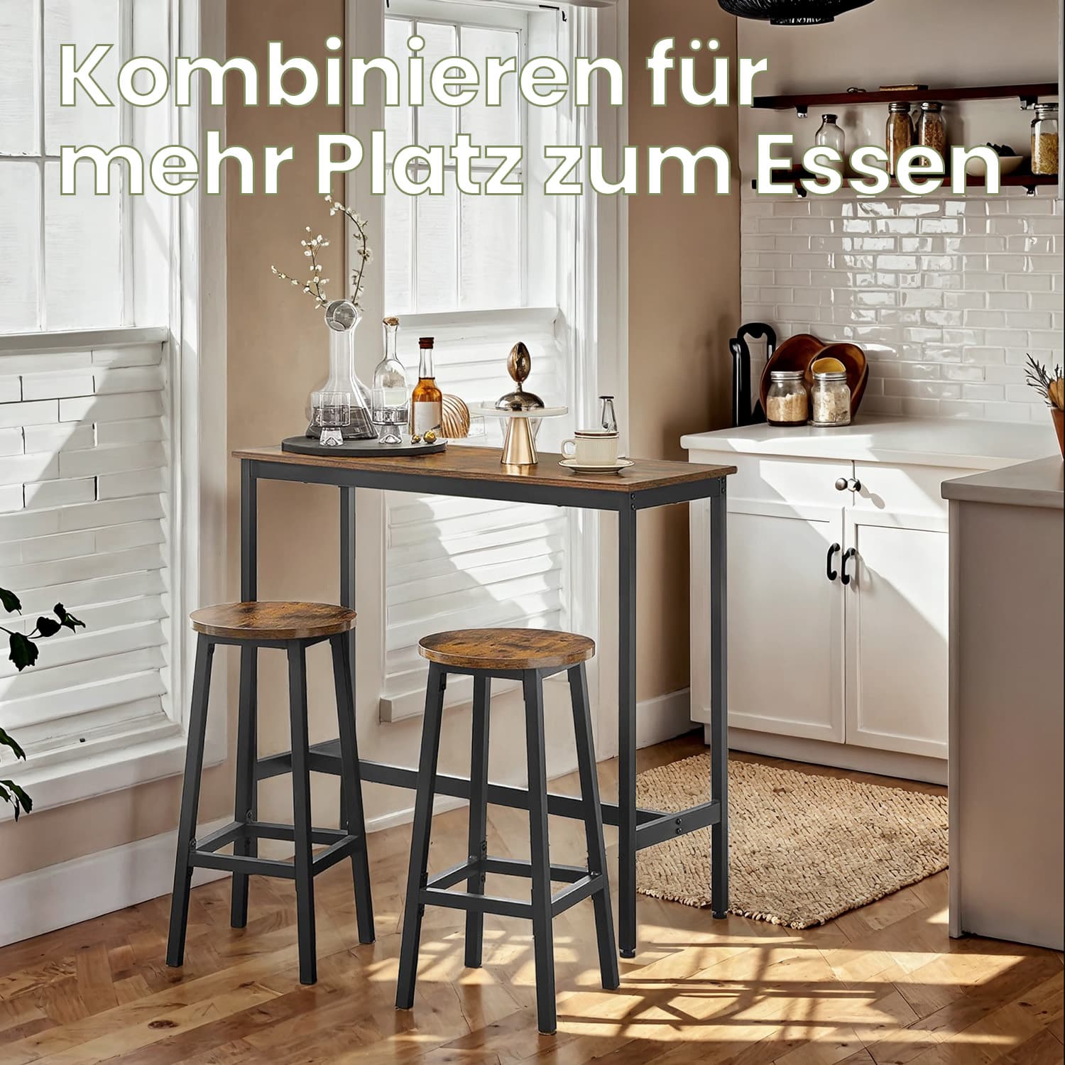 Bar -Tisch mit 2 Barhockern, Bar -Tisch mit Barhockern, Bar -Tisch und Barhocker -Set
