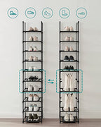 Schuhregal - Aufbewahrung von Schuhen - 10 Level - offener Schuhschrank - Metallrahmen - Schwarz