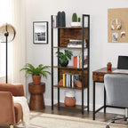 Buchregal - Wohnzimmerschrank - Holzbretter - Metallrahmen - Brown