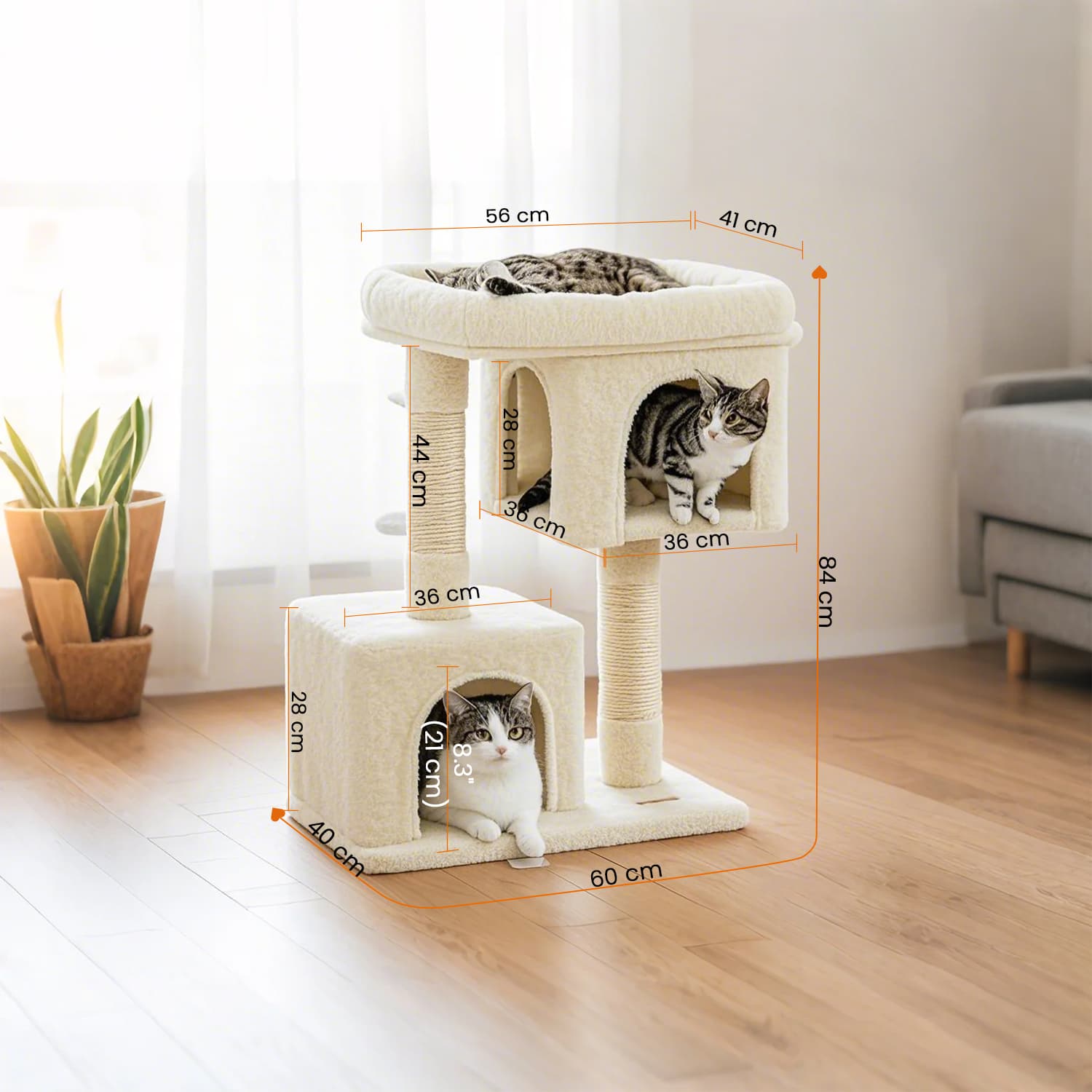 84 cm Hochkratzerpfosten, Kratzerpfosten für große Katzen, große Aussichtsplattform
