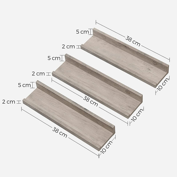 Wandregal - 3 - Floating Boards - Grau