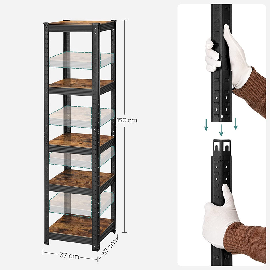 Lagerregale - Lagerschrank - Set von 2 - 5 Regalen - steuerpflichtig bis 400 kg - braunes Schwarz
