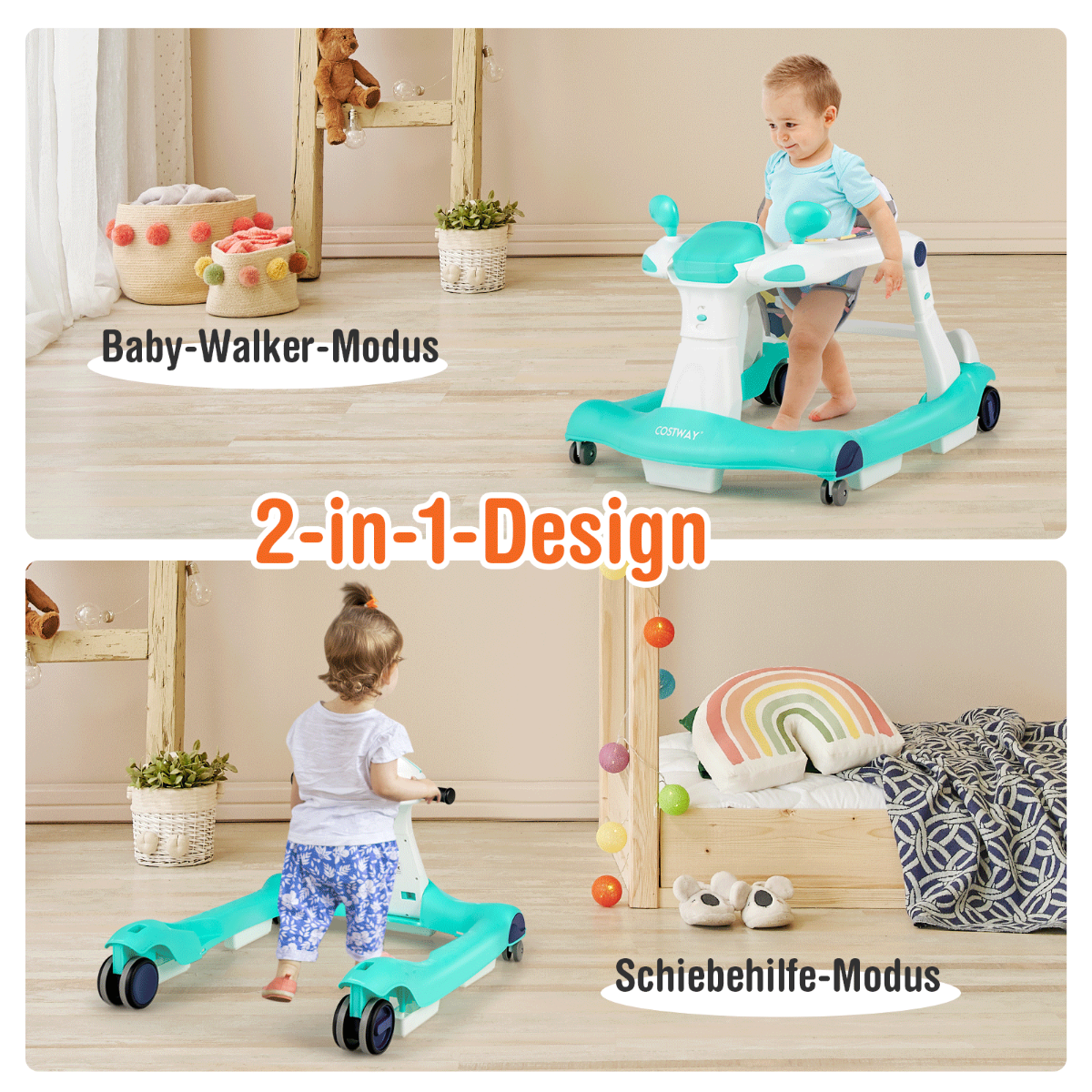 i – Baby Walker hopfällbar – 2 1 – Grön