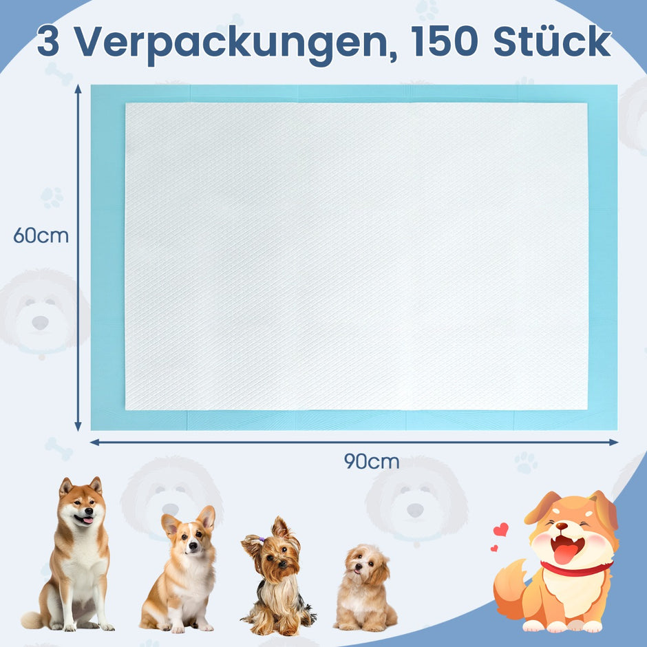 Träningsmaterial – Hunden Utehållande lagers design Valpunderlag Puppy Pads (90 x stycken) – 6 60 cm 150 – Blå