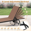 2er – Set Sonnenliege mit Rollen Robuste Gartenliege Fach Verstellbare Rückenlehne bis 180° Flach Braun – 6